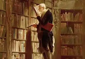Extrait d"un tableau de Spitzweg représentant un bibliothécaire