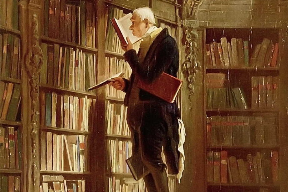 Extrait d"un tableau de Spitzweg représentant un bibliothécaire