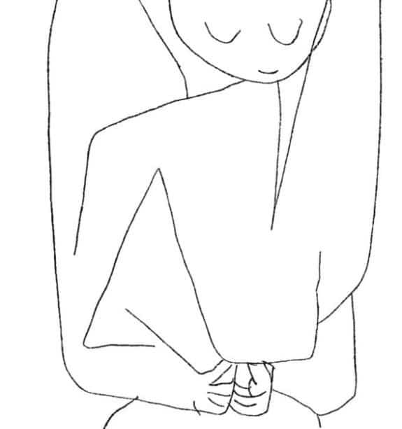 Dessin au trait de Paul Klee (un ange que je trouve pensif)