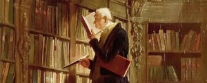 Détail du tableau "le rat de bibliothèque" de Karl Spitzweg