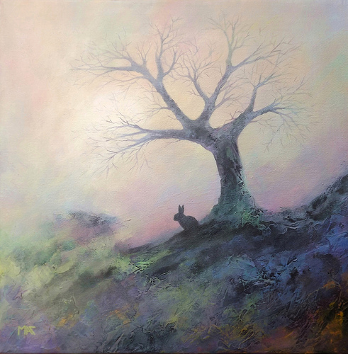 tableau montrant un arbre et un lapin (illustration du rêve) - Image: 