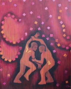 Peinture de Corinne Vonaesch "La Lutte de Jacob (Genèse 32)"