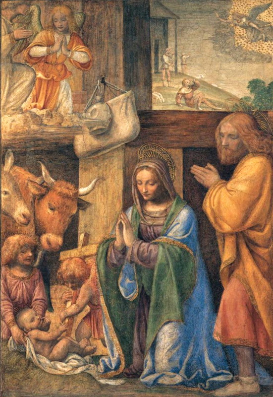Peinture de Luini représentant la Nativité (wikicommons)