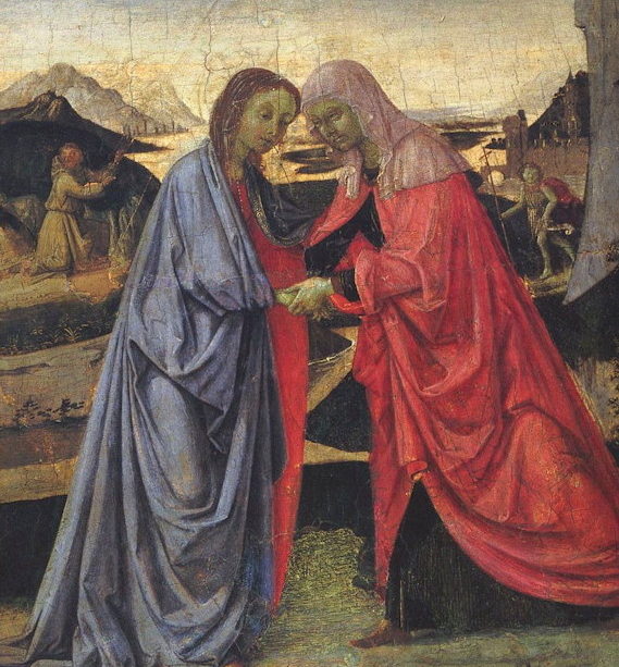 Extrait de la peinture de Perugino représentant la visite de Marie auprès d