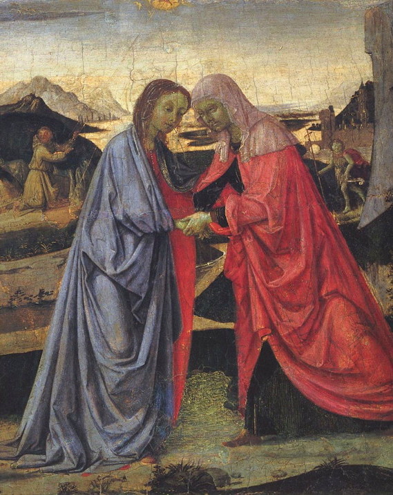Extrait de la peinture de Perugino représentant la visite de Marie auprès d'Elisabeth (wikicommons)
