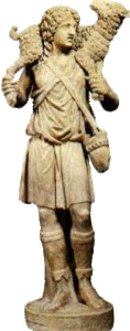 image chrétienne des premiers siècles : statue du Christ en Apollon berger portant une brebis