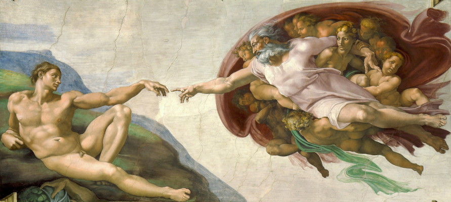 Michelangelo - création de l'humain, chapelle Sixtine (wikicommons)