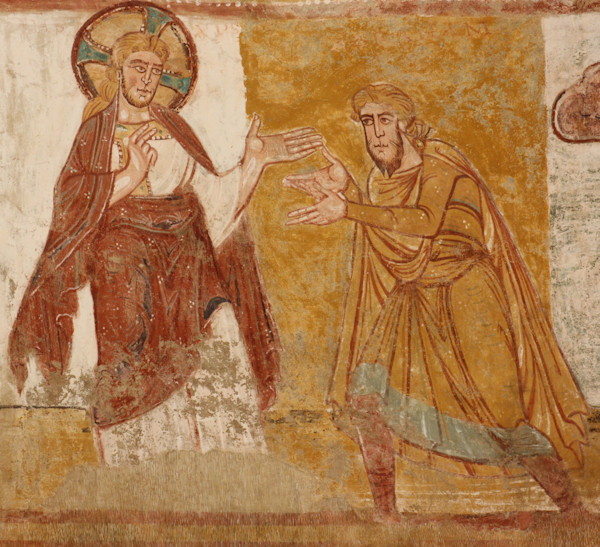 Fresque de l'abbaye de Saint-Savin-sur-Gartempe (XI-XIIe siècle) représentant Dieu parlant à Abraham - Wikicommons - Antoine Garnier