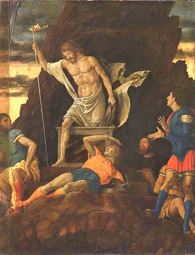 Christ ressuscitant - Andrea Mantegna, Résurrection du Christ, 1492-1493, tempera sur toile, Bergame
