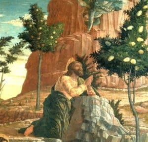 Peinture de Mantegna (XVe siècle) La Prière de Jésus au jardin des oliviers