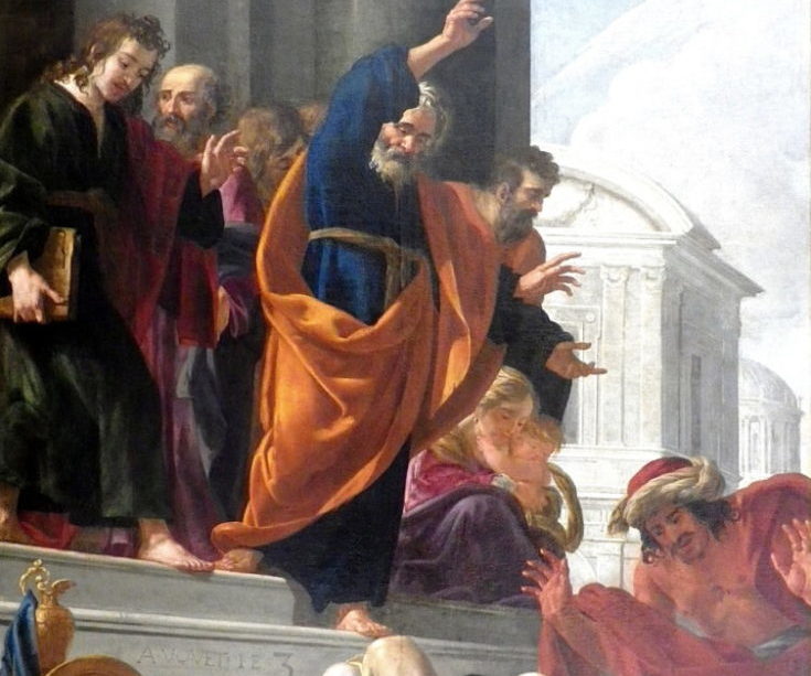 Peinture de Aubin Vouet - La mort de Saphire et d