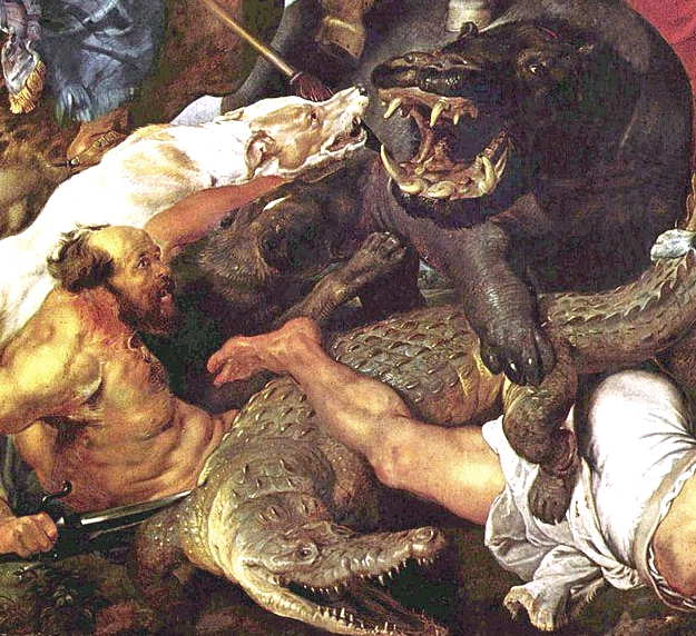 Peinture baroque : Hippopotame et chasse au crocodile - Peter Paul Rubens