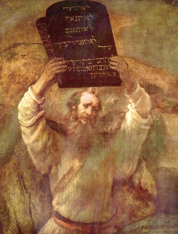 Tableau de Rembrandt représentant Moïse et les tables de la Loi - wikicommons