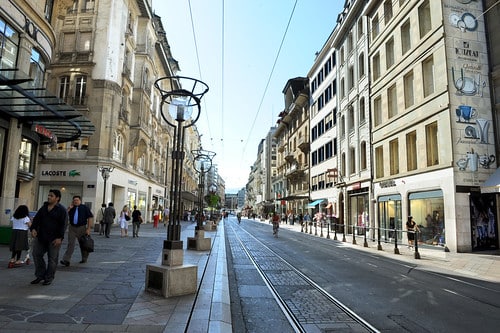 La rue du Rhône à Genève