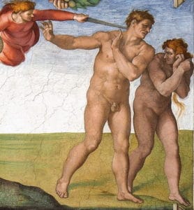 Expulsion du paradis (Michel Ange, 1512)