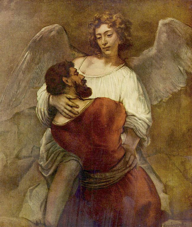 Lutte de Jacob avec l'ange, peinture de Rembrandt (1659)