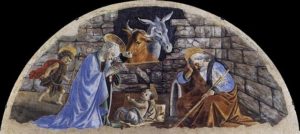 La Nativité, Jésus dans l'étable - Peinture de Botticelli (1476) Polomuseale - wikicommons