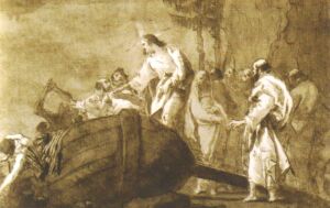 Extrait d'un dessin de Tiepolo représentant Jésus appelant les fils de Zébédée