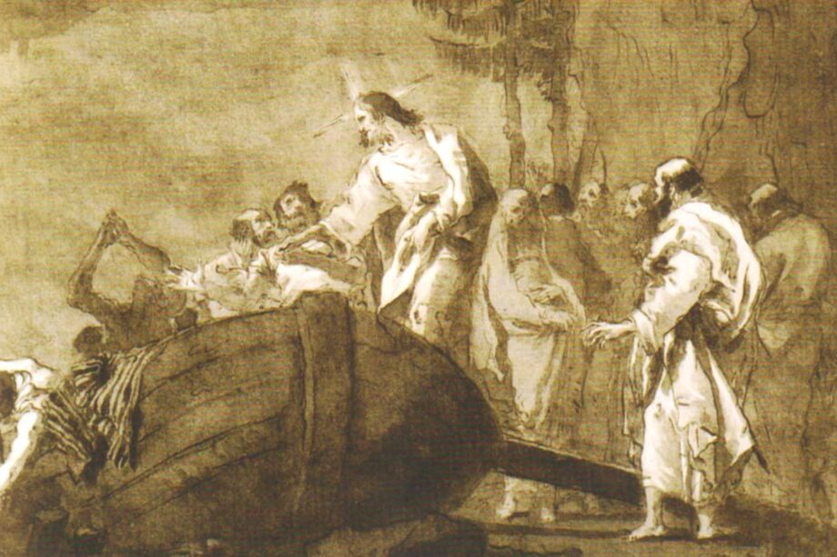 Extrait d'un dessin de Tiepolo représentant Jésus appelant les fils de Zébédée