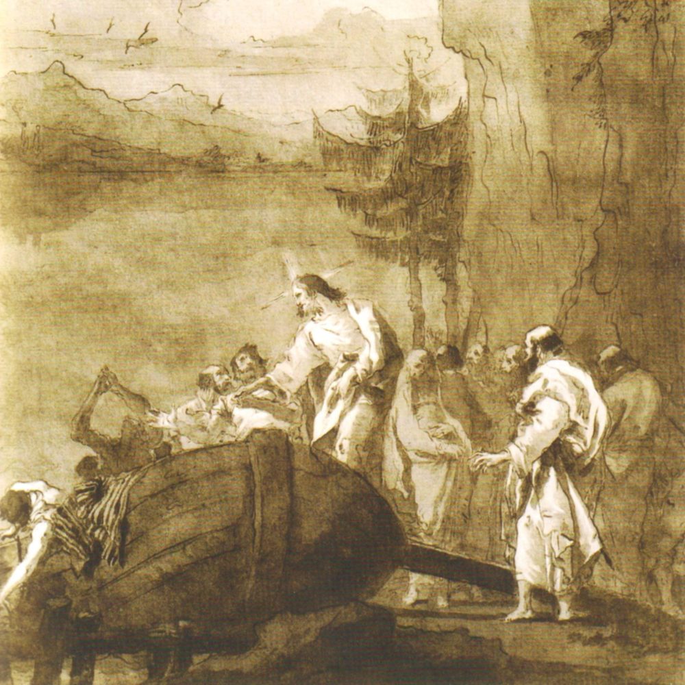 Extrait d'un dessin de Tiepolo représentant Jésus appelant les fils de Zébédée