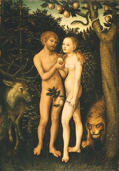 Adam et Eve au paradis, le péché originel - Lucas Cranach l'Ancien (1533)