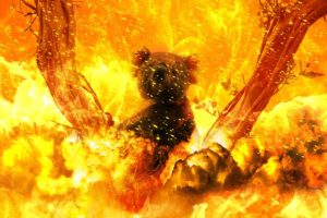 une composition montrant un koala dans un incendie de brousse - Image par Susan Cipriano de Pixabay 