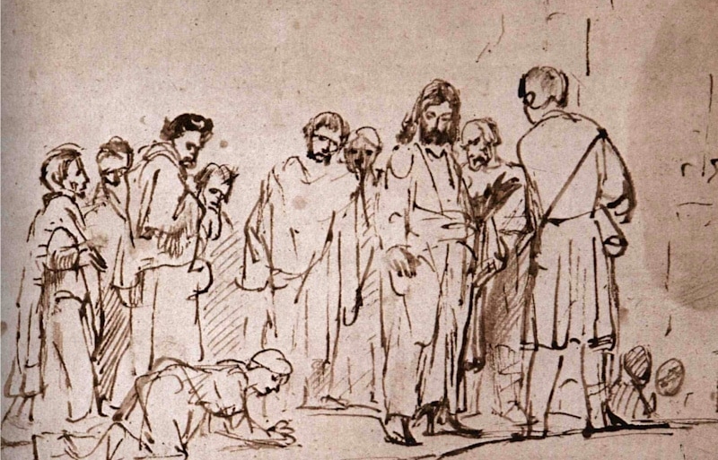 Dessin de Rembrandt : Jésus et la Cananéenne