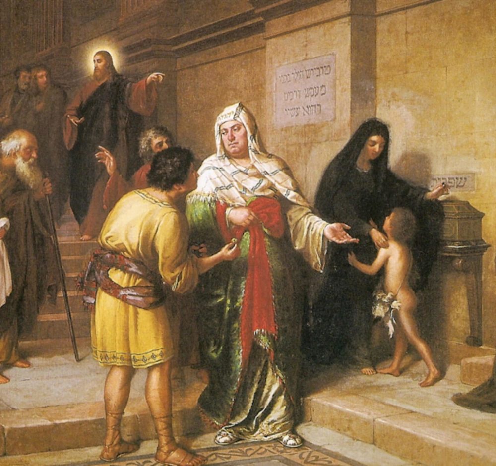 Peinture de Joao Zeferino da Costa (1876) : l'offrande de la pauvre veuve