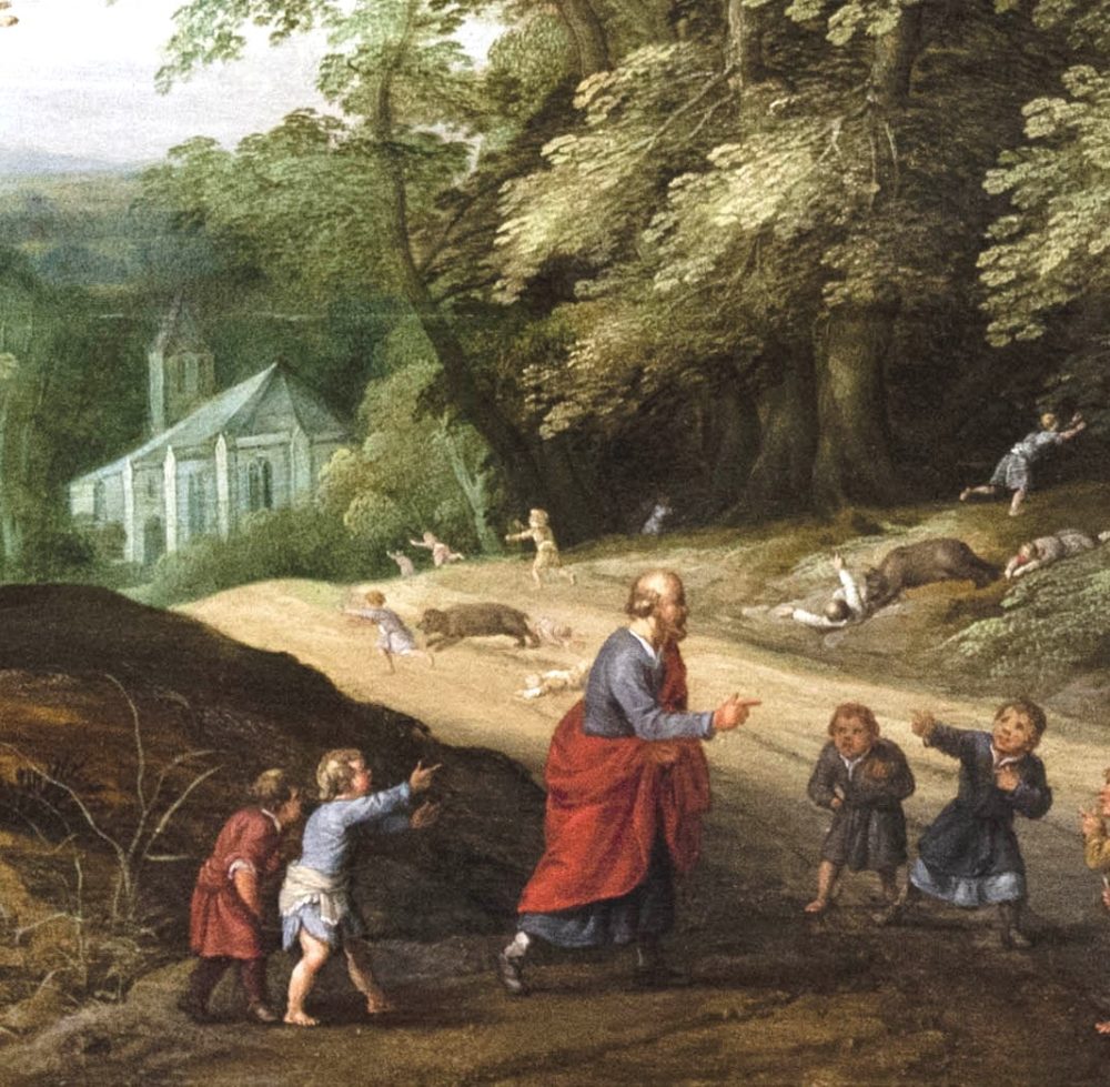 Elisée et les enfants qui se moquent de sa calvitie - Extrait d'un tableau de Willem Willemsz van den Bundel (XVIIe siècle) - Gemäldegalerie, Berlin