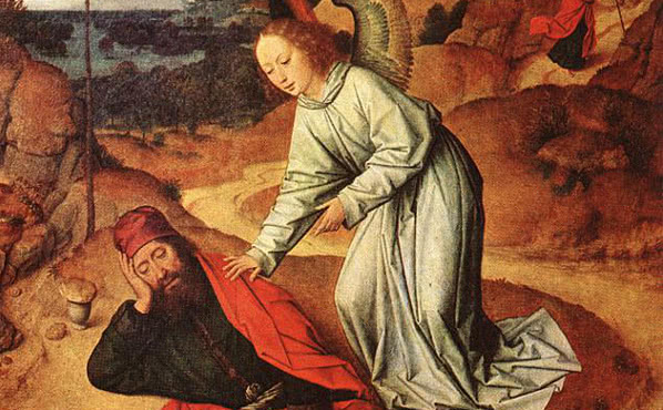Le prophète Elie dans le désert - Peinture de Dirk Bouts