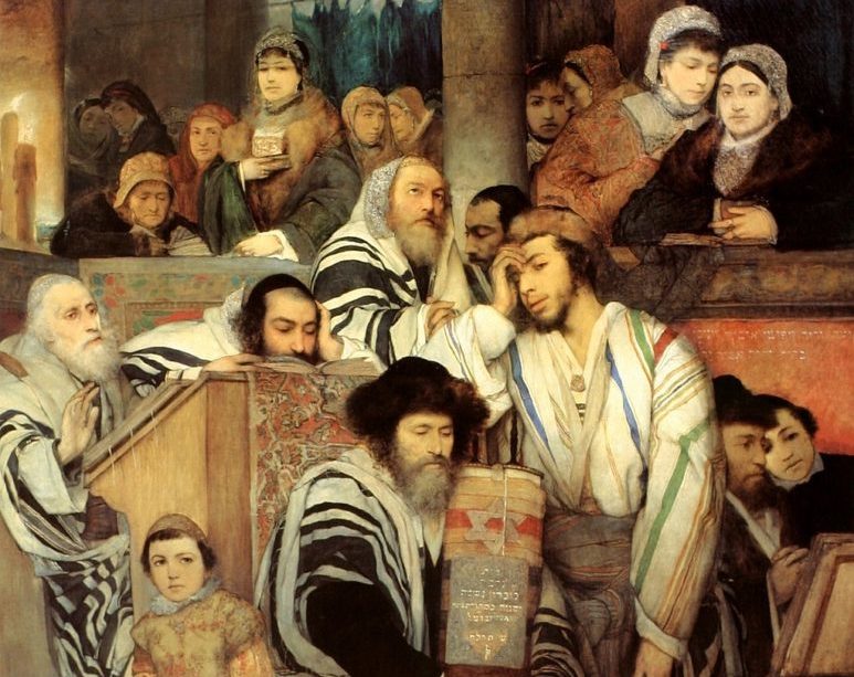 Juifs priant à la Synagogue à Yom Kippour, Maurycy Gottlieb, 1878