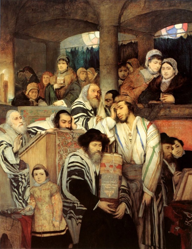 Juifs priant à la Synagogue à Yom Kippour, Maurycy Gottlieb, 1878