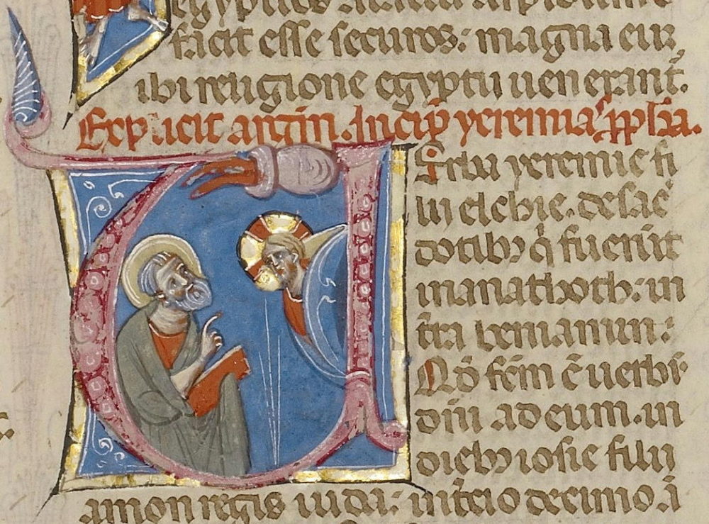 Jérémie parlant avec Dieu - manuscrit du XIIIe siècle, musée J. Paul Getty