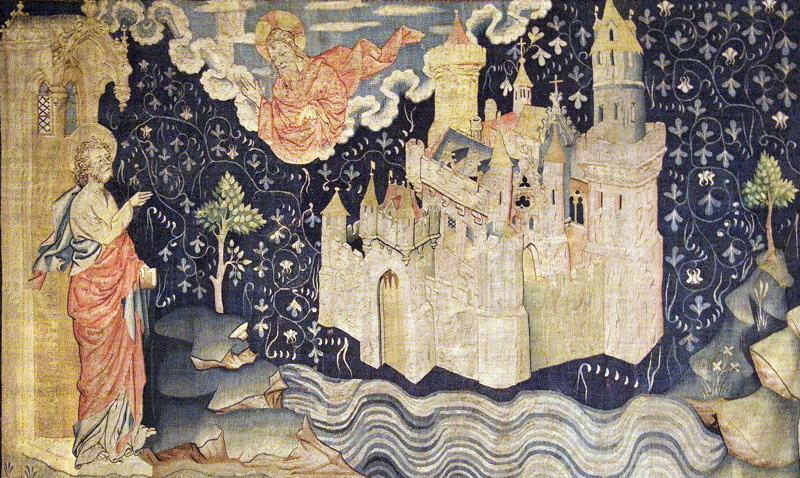 La Jérusalem céleste, Tapisserie de l'Apocalypse (Angers, XIVe siècle). Wikicommons