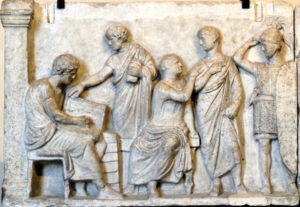bas relief en marbre, wikicommons