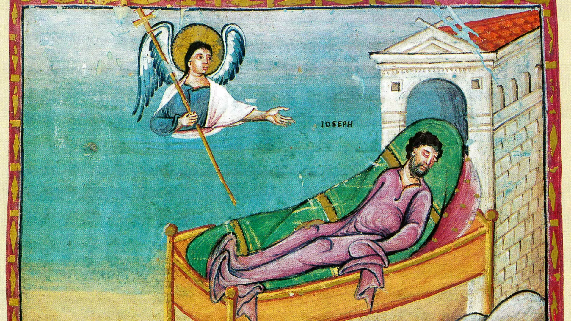 Annonce à Joseph par l'ange - Codex Egberti (Xe siècle)
