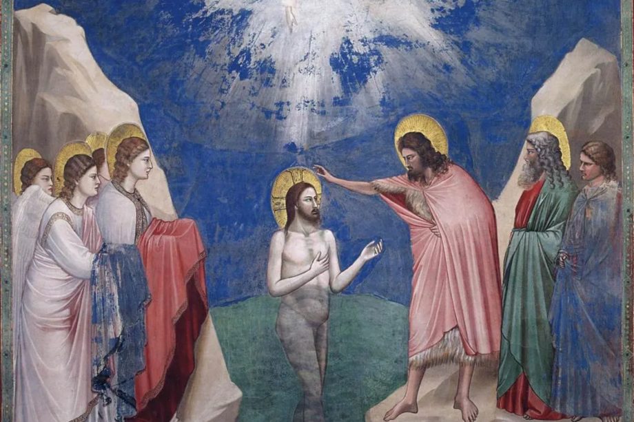 Jésus baptisé par Jean-Baptiste, fresque de Giotto