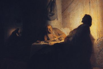 extrait du dîner à Emmaus de Rembrandt