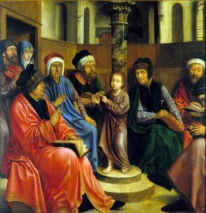 peinture de Quentin Metsys : Jésus parmi les docteurs (1510)