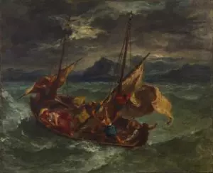 Extrait d'une peinture de Delacroix - Christ sur la mer de Galilée- 1854