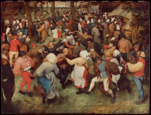 extrait d'un tableau de Brueghel avec des personnes qui dansent