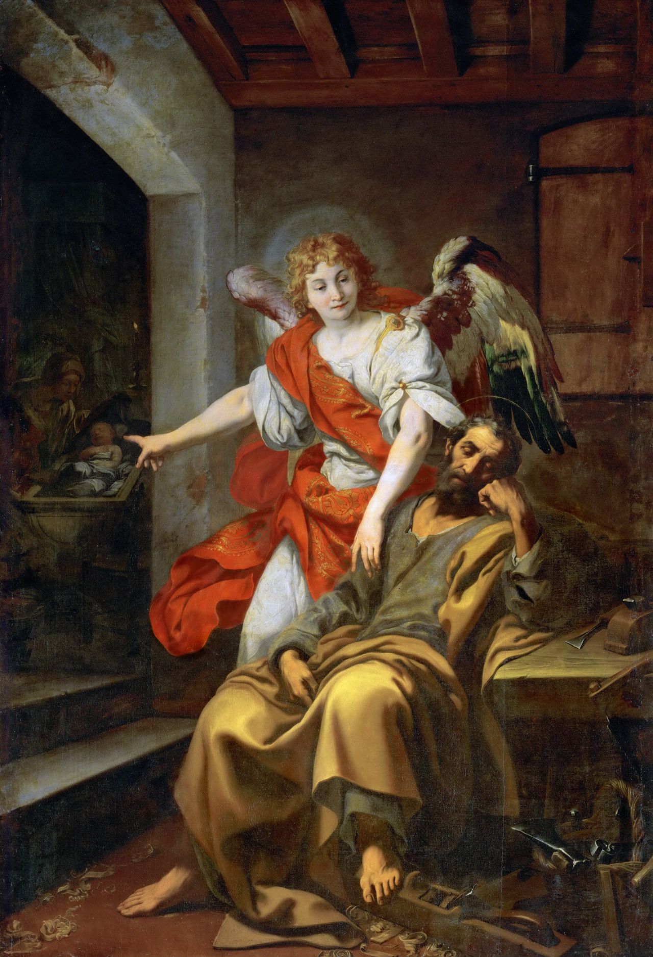 Extrait d'une peinture de Joseph recevant la visite d'un ange par Daniele Crespi 1590 - Kunsthistorisches Museum
