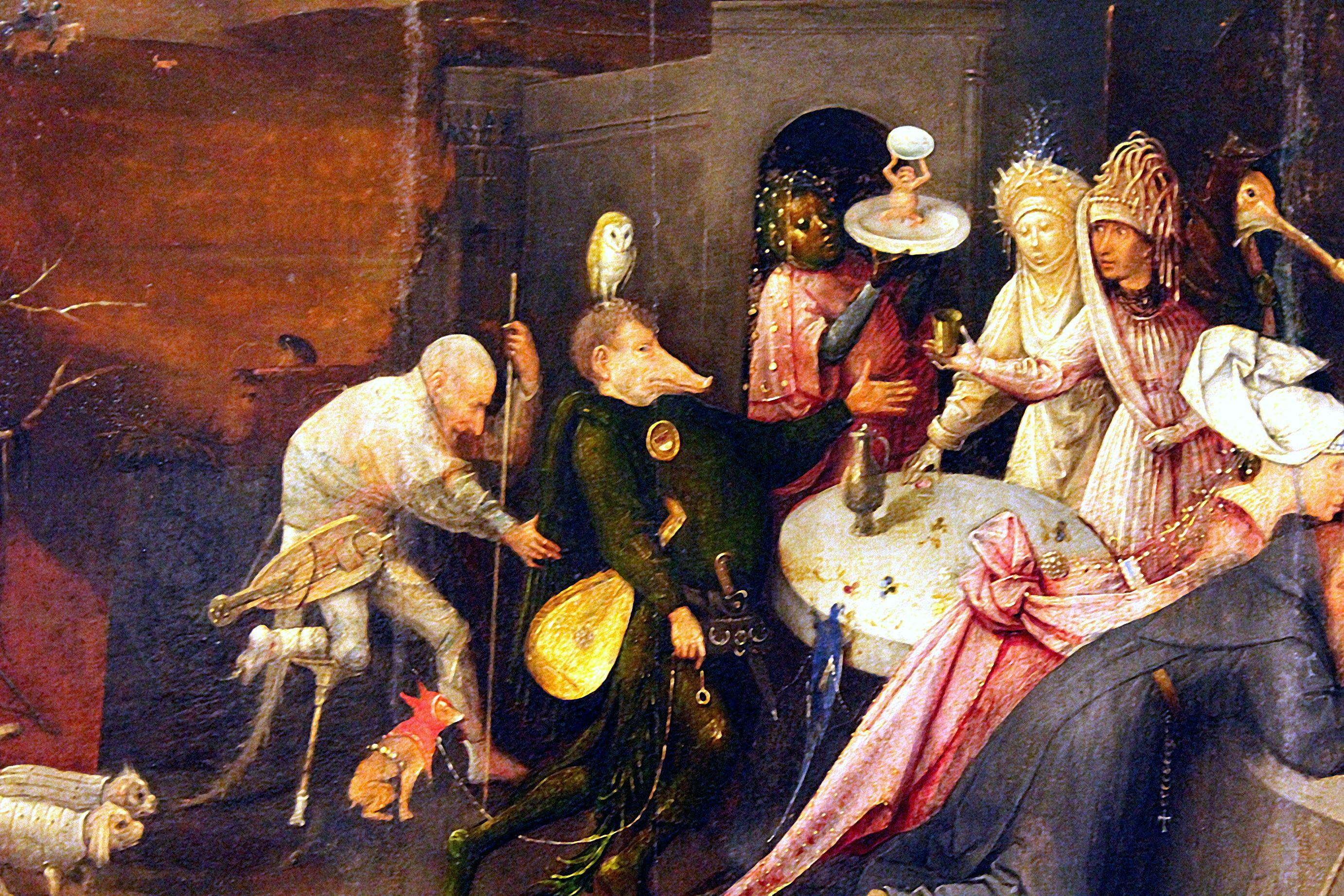 La tentation de Saint Antoine (extrait). par Hieronymus Bosch, 1520, Museum Nacional de Arte Antiga