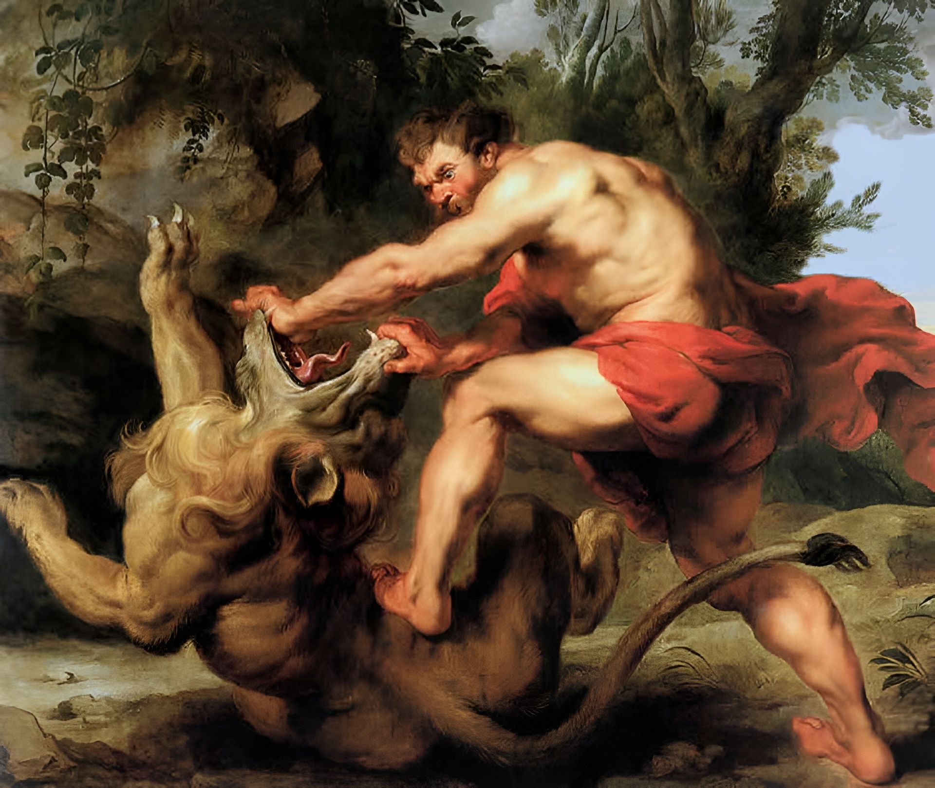 Pierre Paul Rubens : Samson combattant le lion, 1628, Fondo Cultural Villar Mir 1875 acquis par Marie-Christine d'Espagne