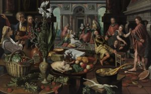 Jésus dans la maison de Marthe et Marie peinture de Pieter Aertsen (1553, museum Boijmans)