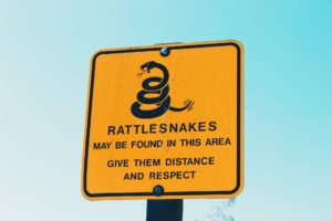 un panneau jaune mettant en garde contre les serpents - Photo by Zach Savinar on https://unsplash.com/photos/l3r5Et4YhIs 