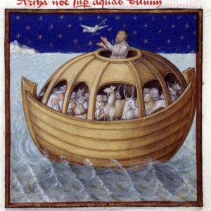Le Miroir de l'humaine salvation. L'Arche de Noé flottant sur les eaux, vers 1500 - Maître de Jacques IV d'Ecosse - Photo (C) RMN-Grand Palais (domaine de Chantilly) / René-Gabriel Ojeda