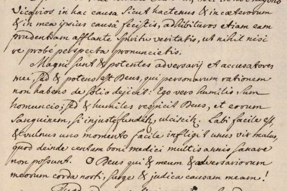 un extrait de manuscrit de Sébastien Castellion (bibliothèque de Bâle)