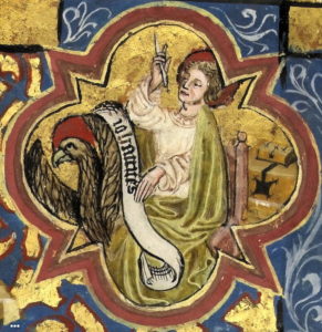 Manuscrit enluminé l'évangéliste Jean avec l'aigle. Caen, Musée des Beaux-Arts, Coll. Mancel ms. 0237 (XVe siècle)