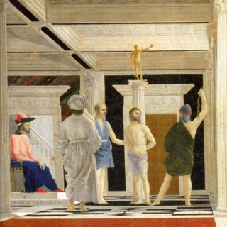 extrait de "flagellation du Christ" Piero della Francesca, 1455 (Musée d'Urbino)